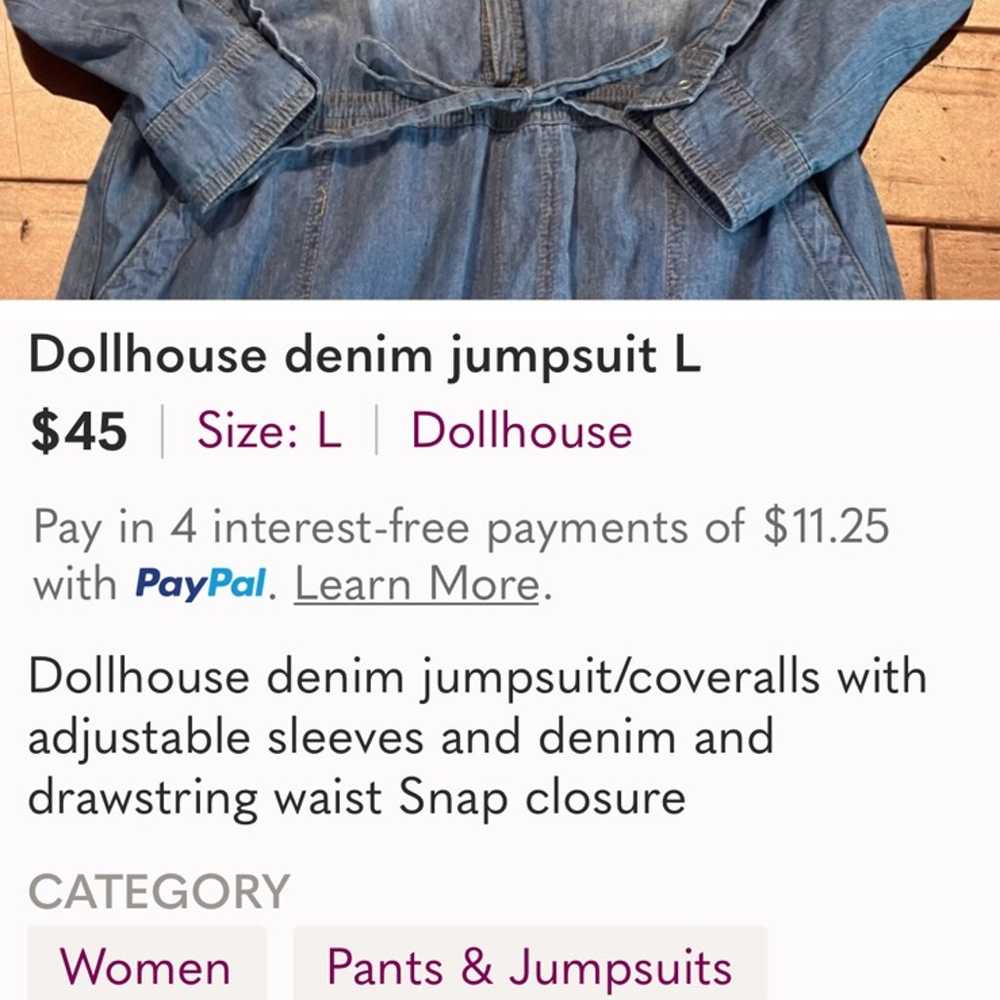 Dollhouse denim chambray Jumpsuit L - image 12