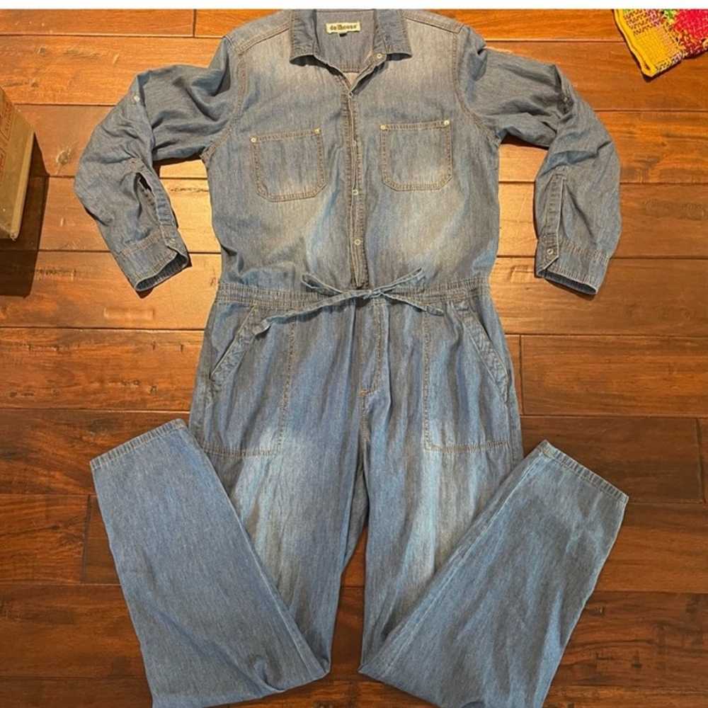 Dollhouse denim chambray Jumpsuit L - image 5