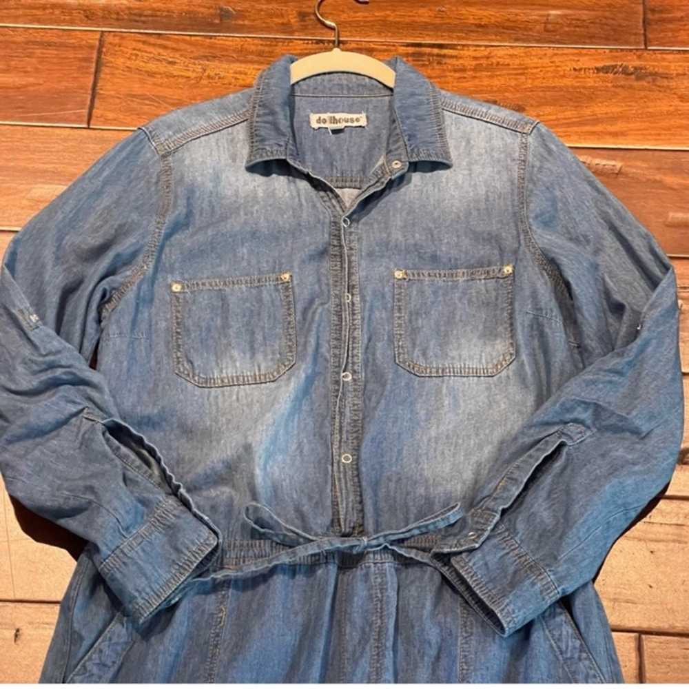 Dollhouse denim chambray Jumpsuit L - image 7