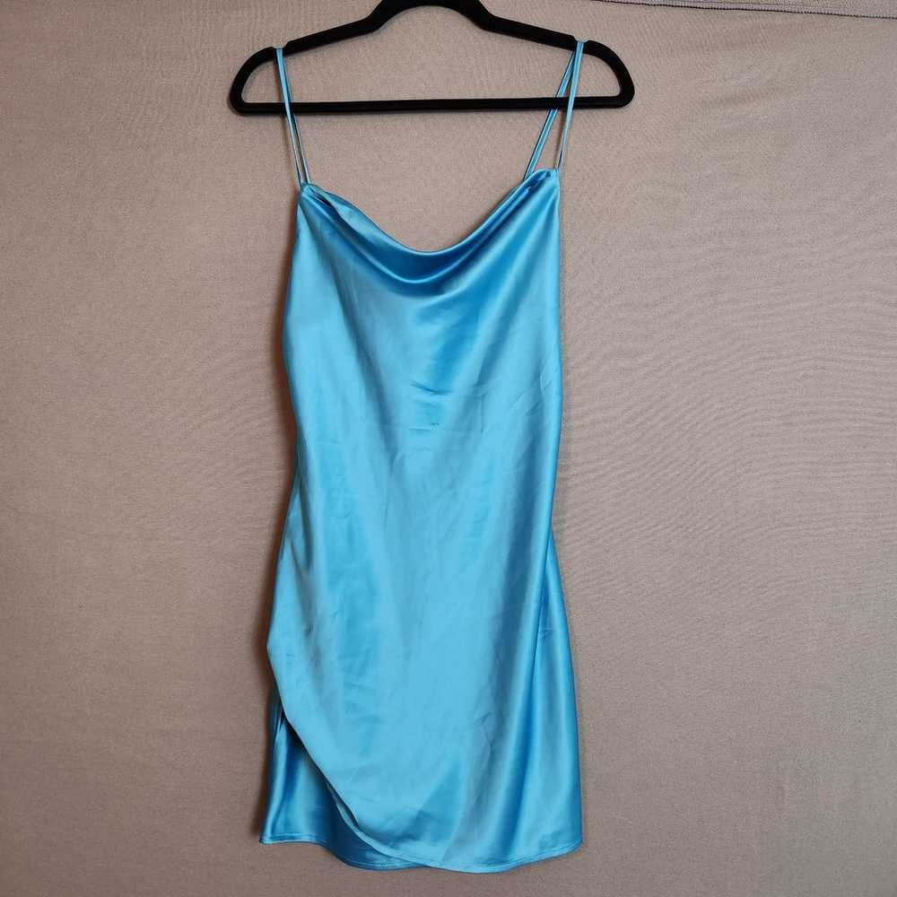 Majorelle Laurena Mini Teal Blue Dress Satin Spag… - image 2