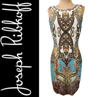 JOSEPH RIBKOFF paisley print sleeveless sheath dre