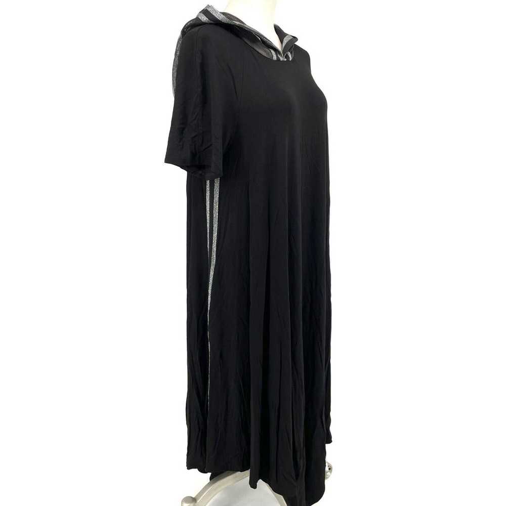 True Black Long Dress Short Sleeve Mesh Hood Stre… - image 2