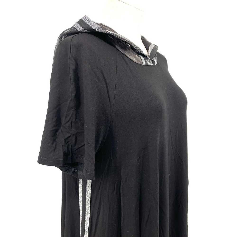 True Black Long Dress Short Sleeve Mesh Hood Stre… - image 3