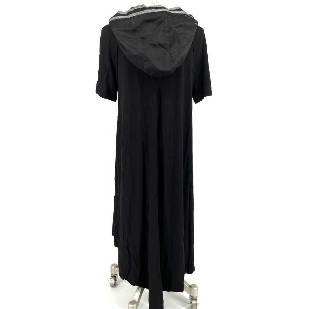 True Black Long Dress Short Sleeve Mesh Hood Stre… - image 5