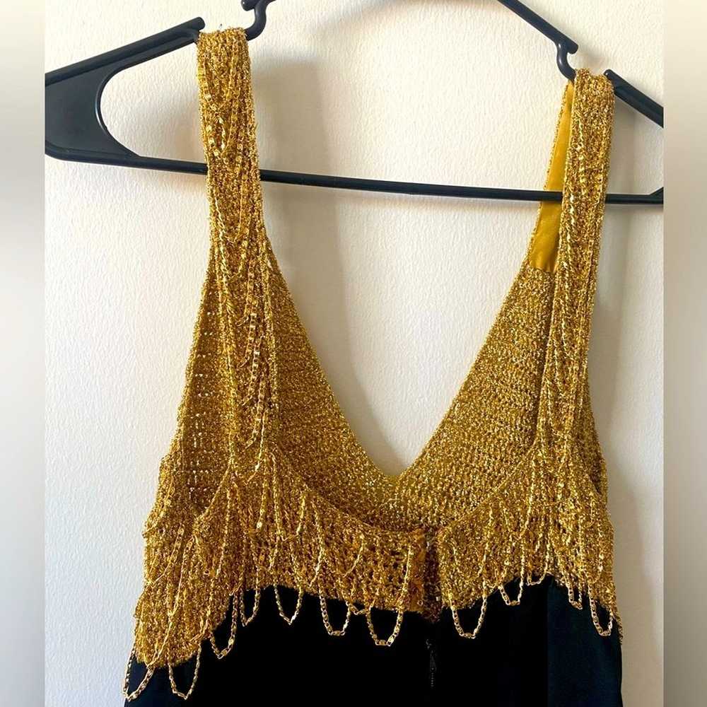 Vintage 60s/70s Custom Made V Neck V Back Gold Ch… - image 5