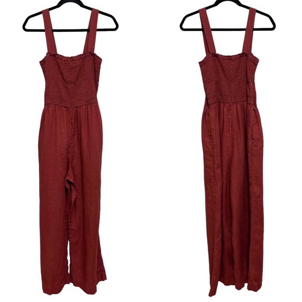 J. Crew 100% Linen Smocked Jumpsuit - Size Small … - image 3