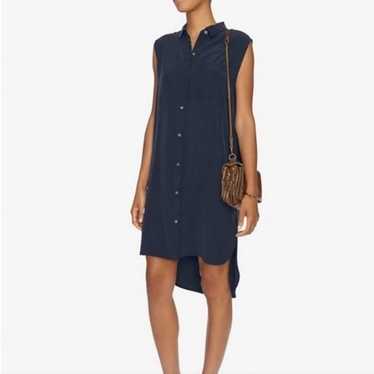 FRAME Navy Silk Sleeveless Shirt Dress Size Medium