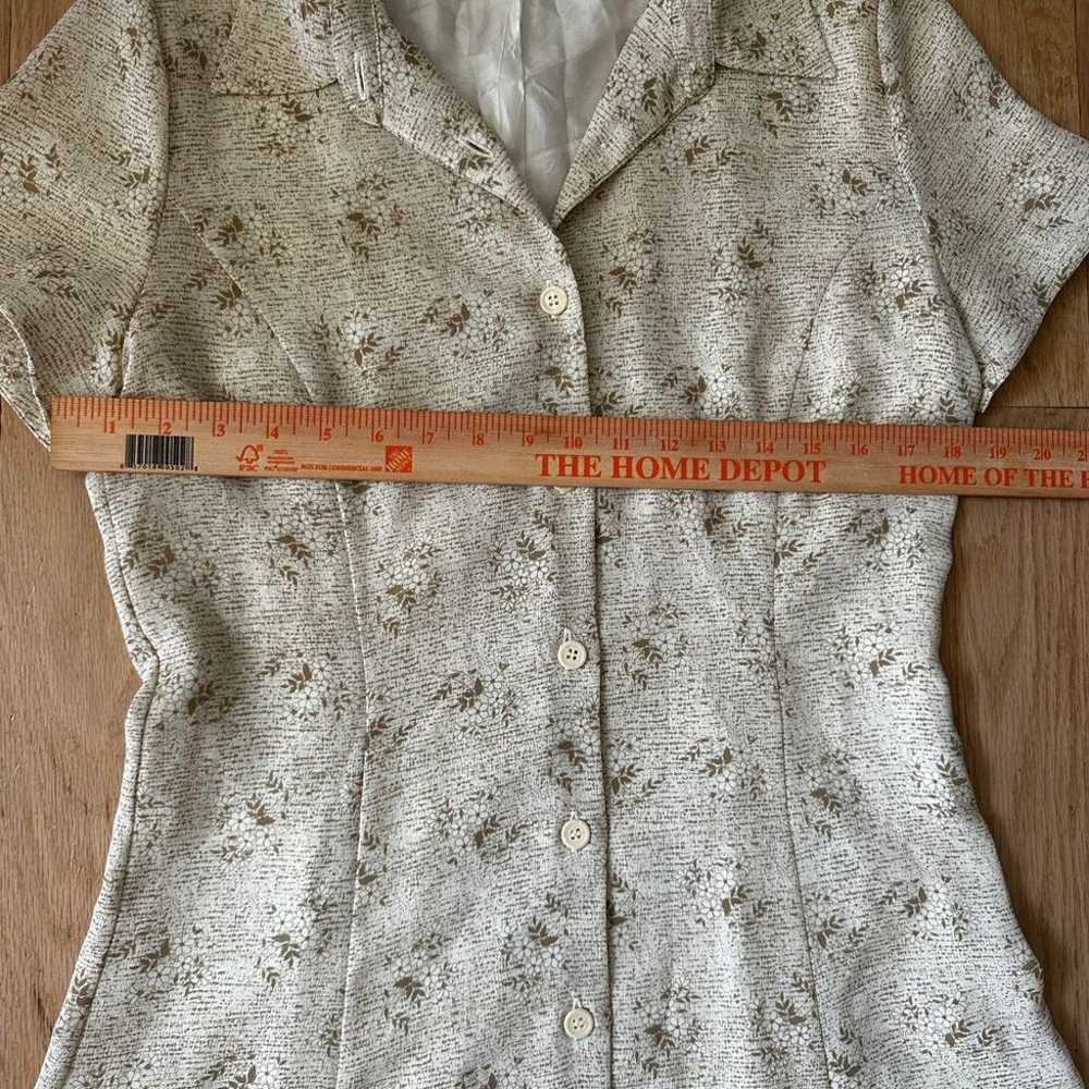 Vintage Floral Midi Shirt Dress by Halston Size 8 - image 3