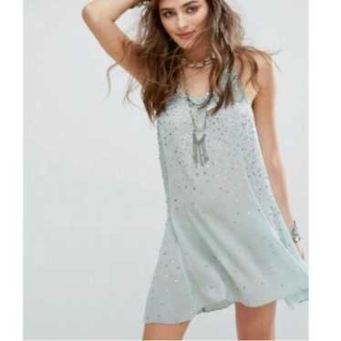 Free People Mint Green Sequin spaghetti strap dres