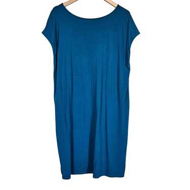 Eileen Fisher Teal Viscose Jersey T Shirt Dress Wo