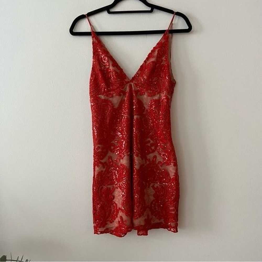 Free People Night Shimmers Red Sequin Cocktail Mi… - image 2