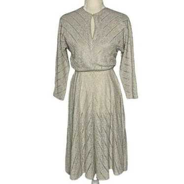 Vintage 70s Ronnie Heller Knit Dress 6 Ivory Elas… - image 1