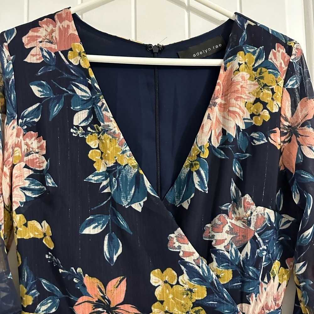 NWOT Adelyn Rae Navy Floral Long Sleeve Midi Dres… - image 4