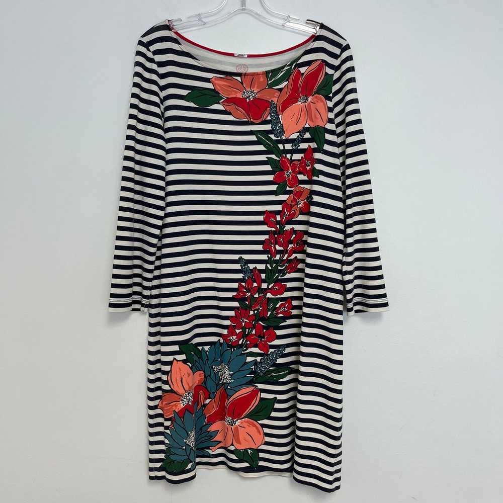 Tory Burch Large Striped Floral Summer T-shirt Dr… - image 2