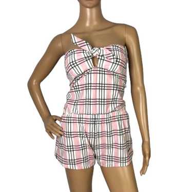 $352 MORGAN LANE STRAPLESS PLAID PRINT ROMPER - image 1