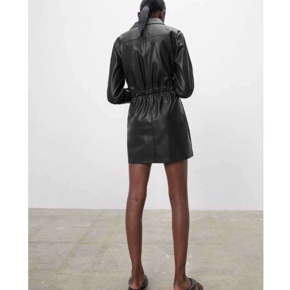Zara Faux Leather Wrap Toe Front Dress Black Size… - image 8
