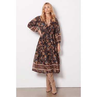 Sundry for Evereve Paisley Tiered Cotton Midi Dres