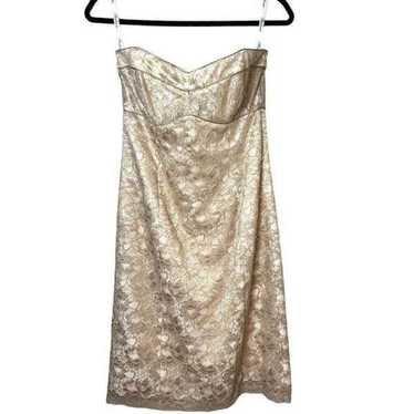Shoshanna Gold Lace Strapless Fitted Dress Sz 6