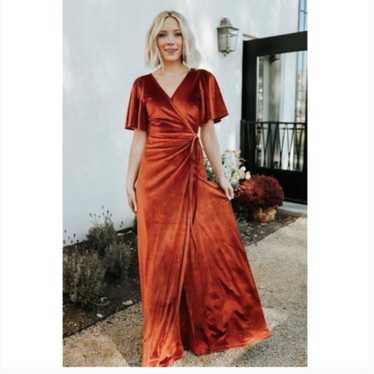Baltic Born Meghan Velvet Wrap Dress In Rust Small