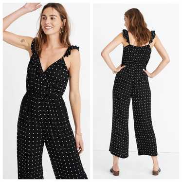 Madewell Ruffle Front Wrap Jumpsuit in Grid Polka… - image 1