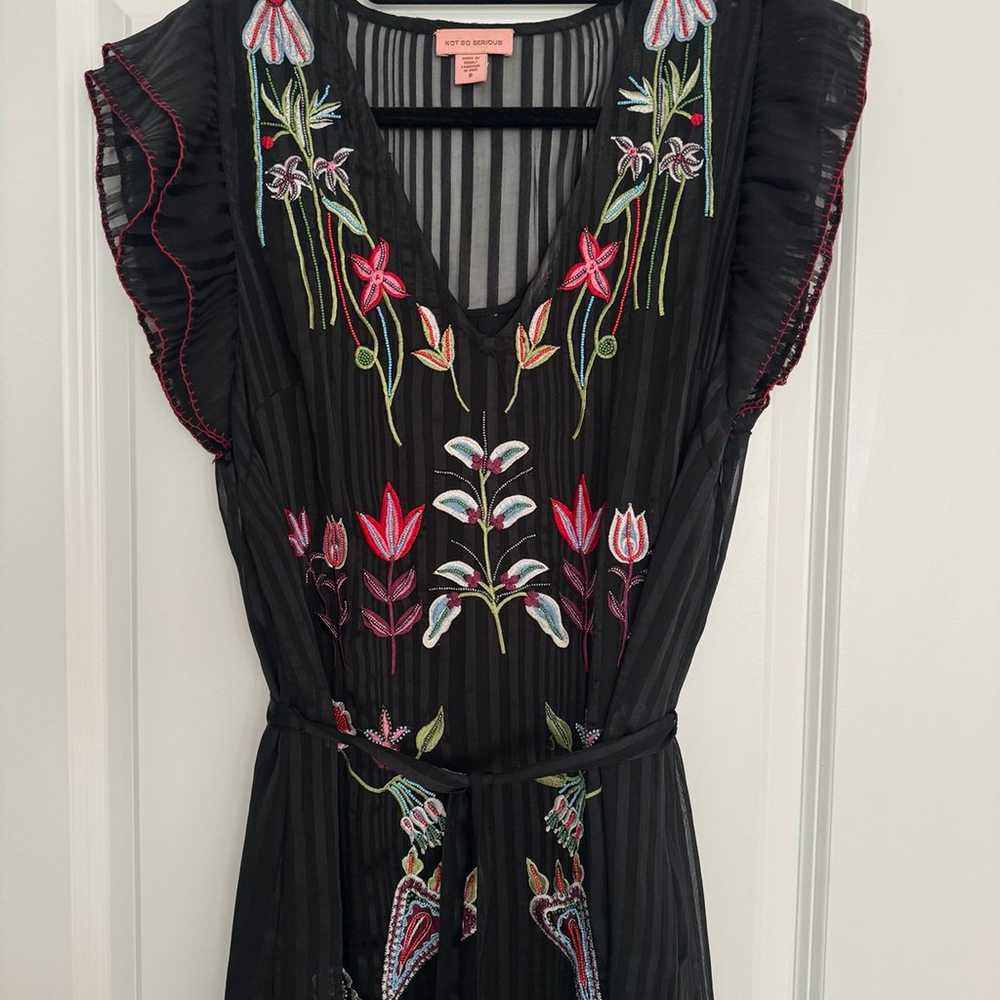 Anthropologie Not So Serious black Beaded Embroid… - image 6