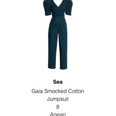 SEA Gaia Smocked Cotton Jumpsuit, Teal