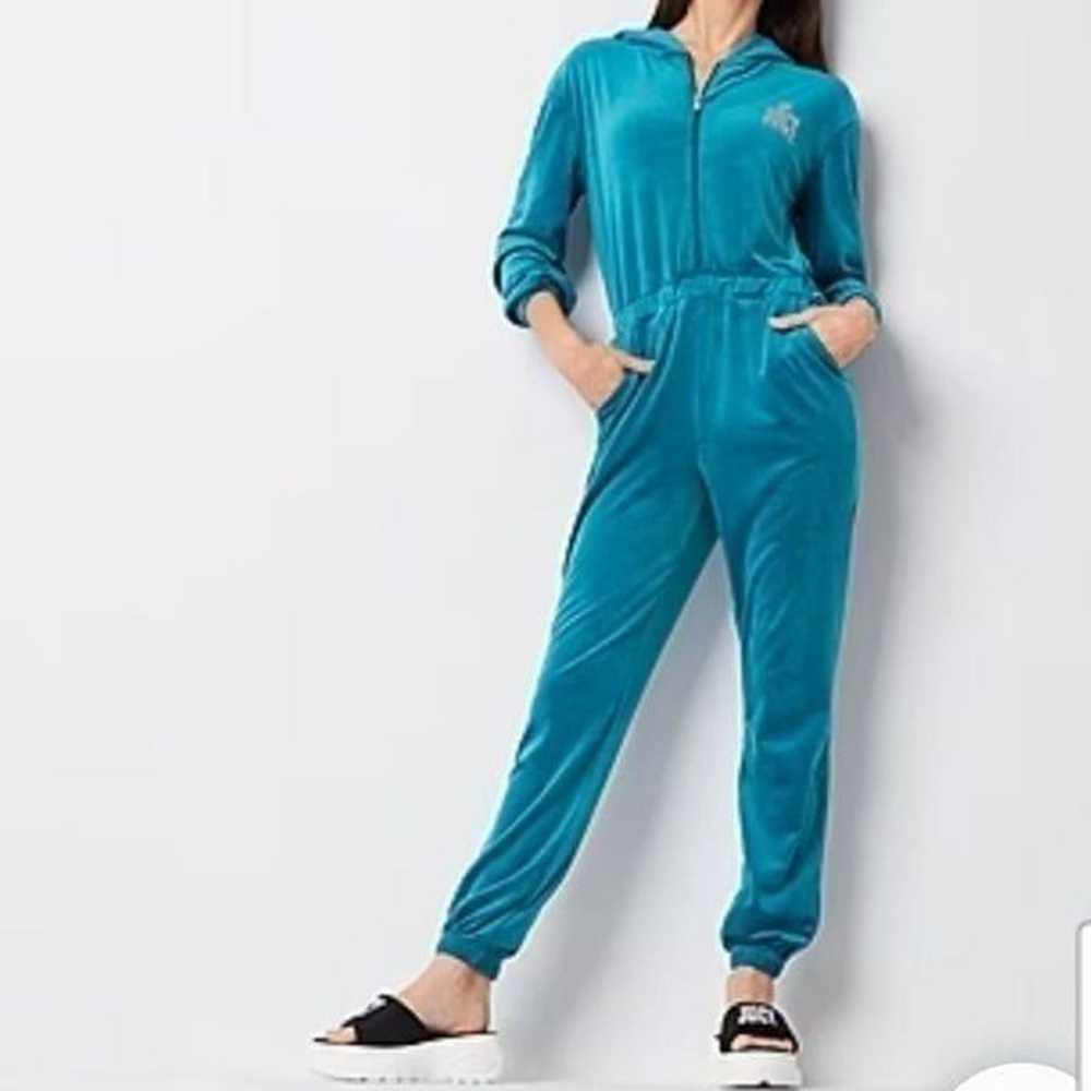NWT Juicy By Juicy Couture Jumpsuit peacock Velou… - image 3