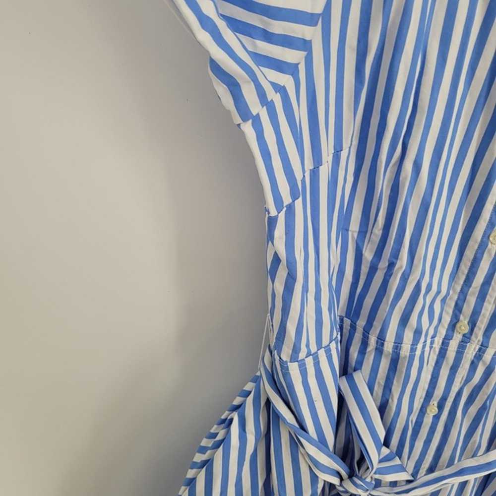 Talbots womens 18 Poplin tie waist blue white str… - image 3