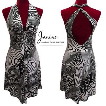 EUC Janine Women's Vintage Abstract Halter Open-B… - image 1