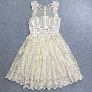 Let Me Be Dress Womens Medium Ivory Floral Embroi… - image 1