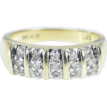 14K Diamond Squared Vintage Cluster Band Ring Siz… - image 1