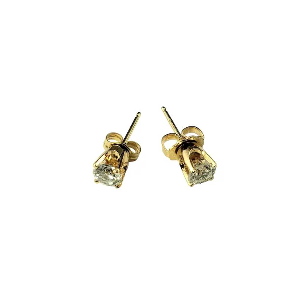 14 Karat Yellow Gold Diamond Stud Earrings #17533 - image 2