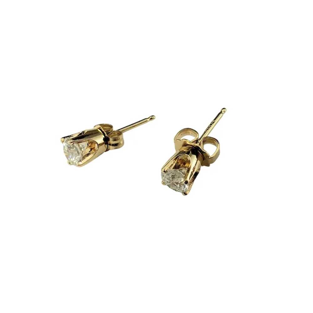 14 Karat Yellow Gold Diamond Stud Earrings #17533 - image 5