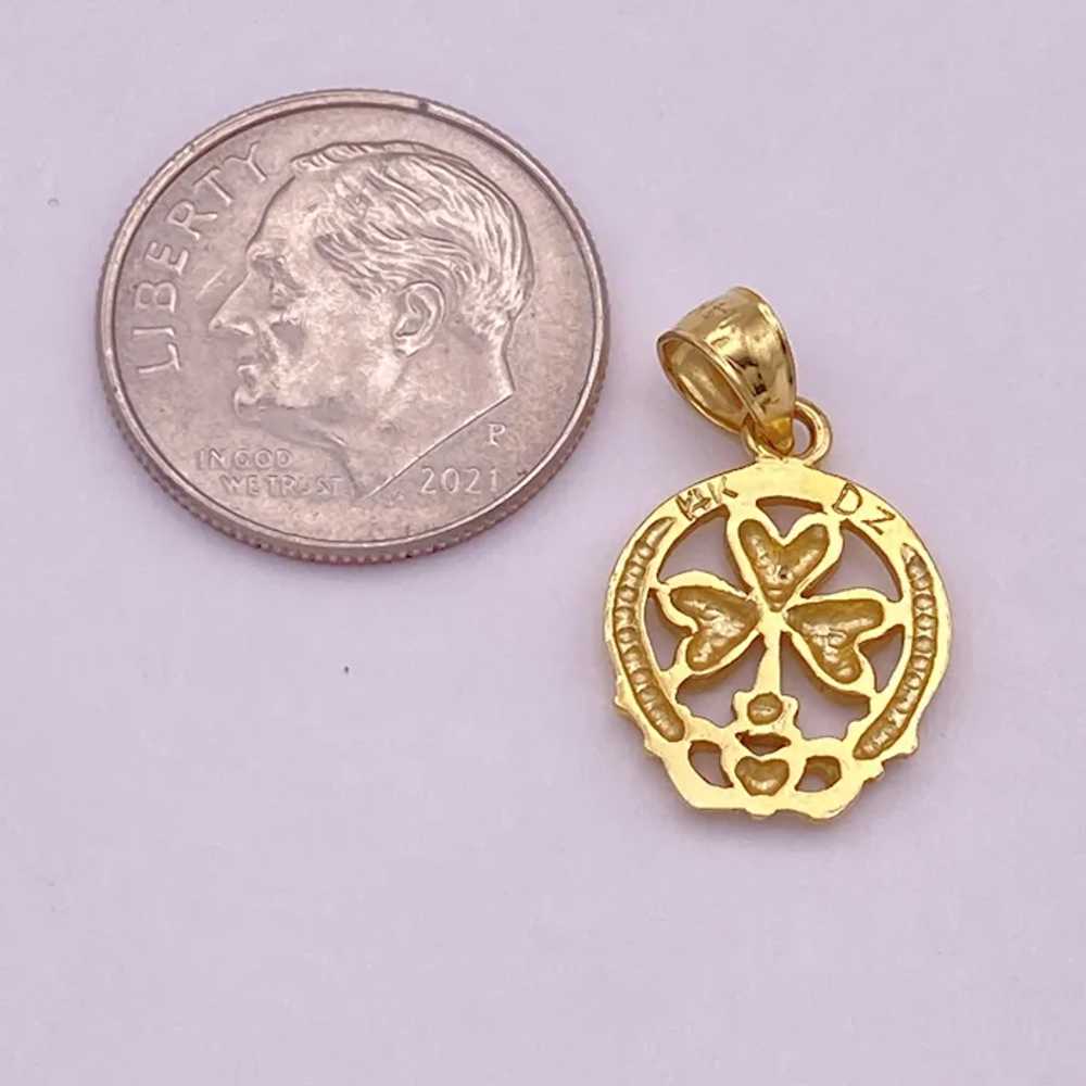 Vintage Celtic Charm Claddagh and Clover 14K Gold - image 2