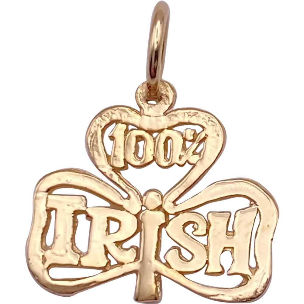 100% Irish Clover Charm 14K Gold - image 1