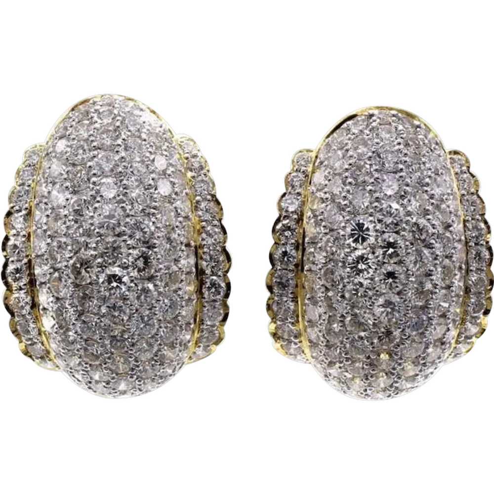 Pave Set Diamond 18 Karat Gold Ear Clips - image 1