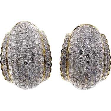 Pave Set Diamond 18 Karat Gold Ear Clips - image 1