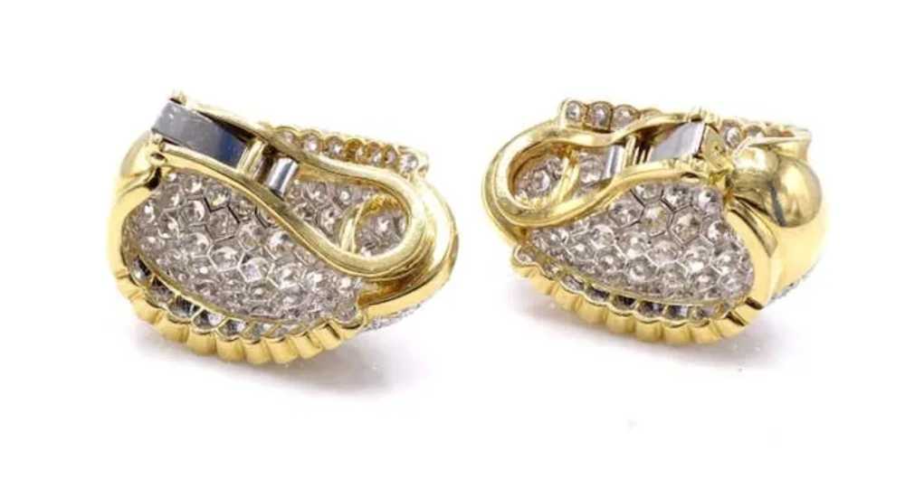 Pave Set Diamond 18 Karat Gold Ear Clips - image 2