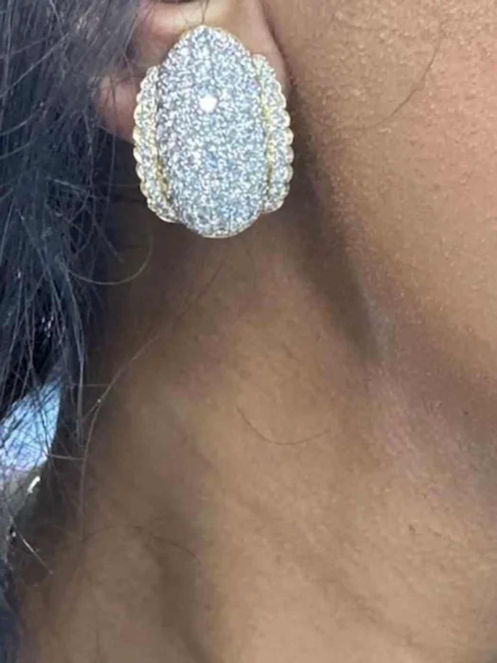 Pave Set Diamond 18 Karat Gold Ear Clips - image 3