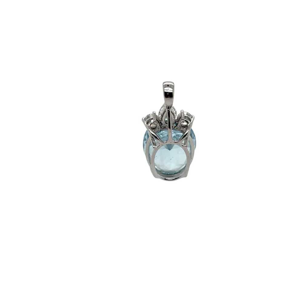 14K White Gold Aquamarine and Diamond Pendant - image 3