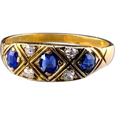 Antique 14K, Diamond & Sapphire Ring