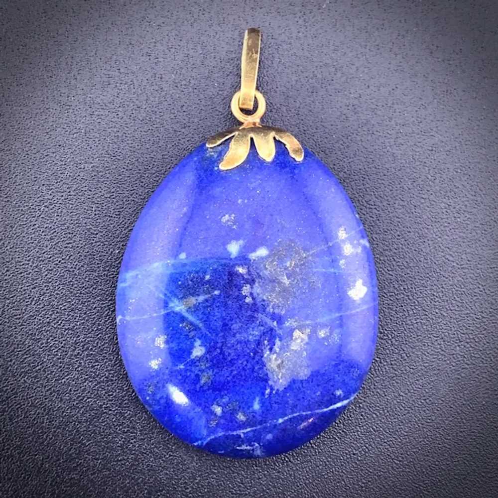 Vintage 18k & Lapis Lazuli Libra Pendant - image 5