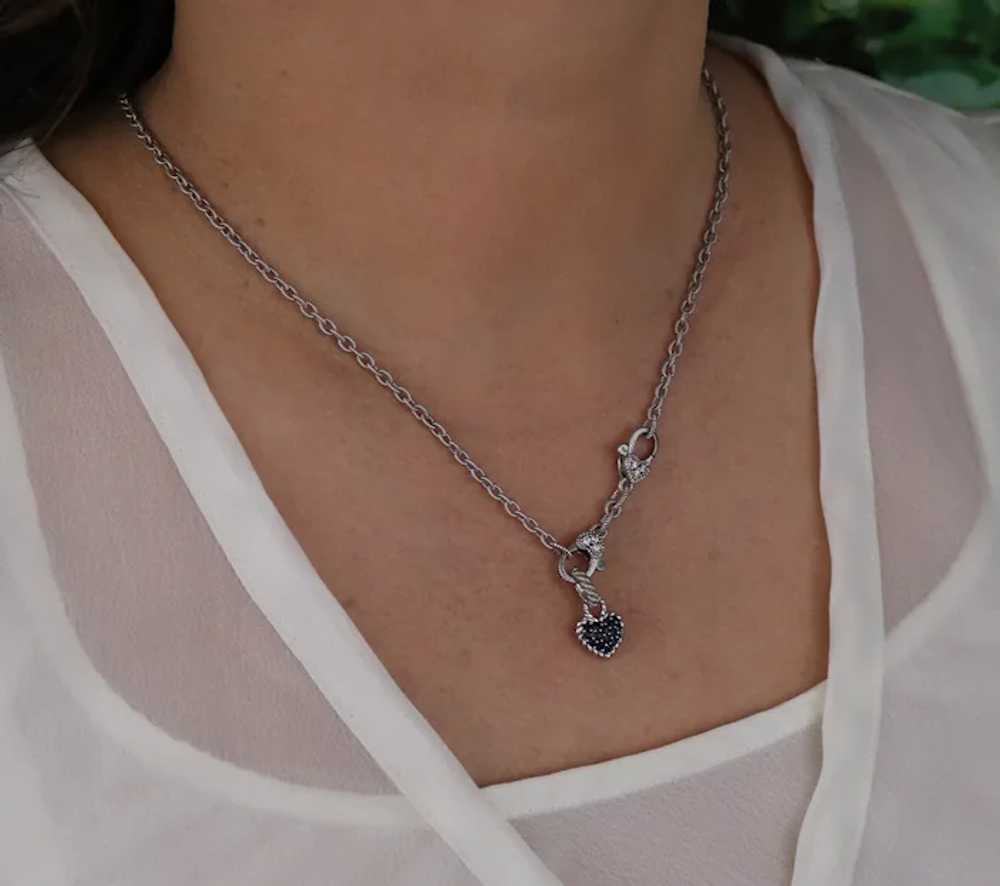 Sterling Silver Judith Ripka CZ & Sapphire Heart … - image 3