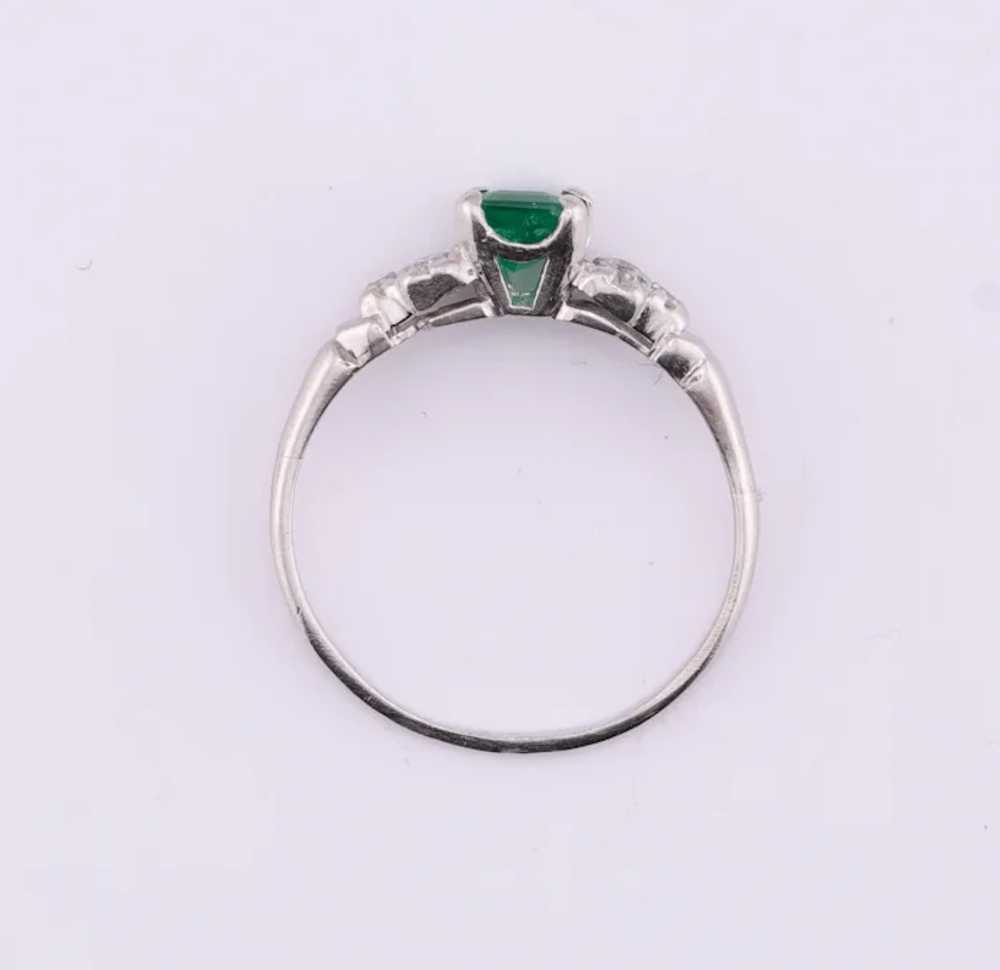 Antique Platinum and Natural Emerald and Diamond … - image 3