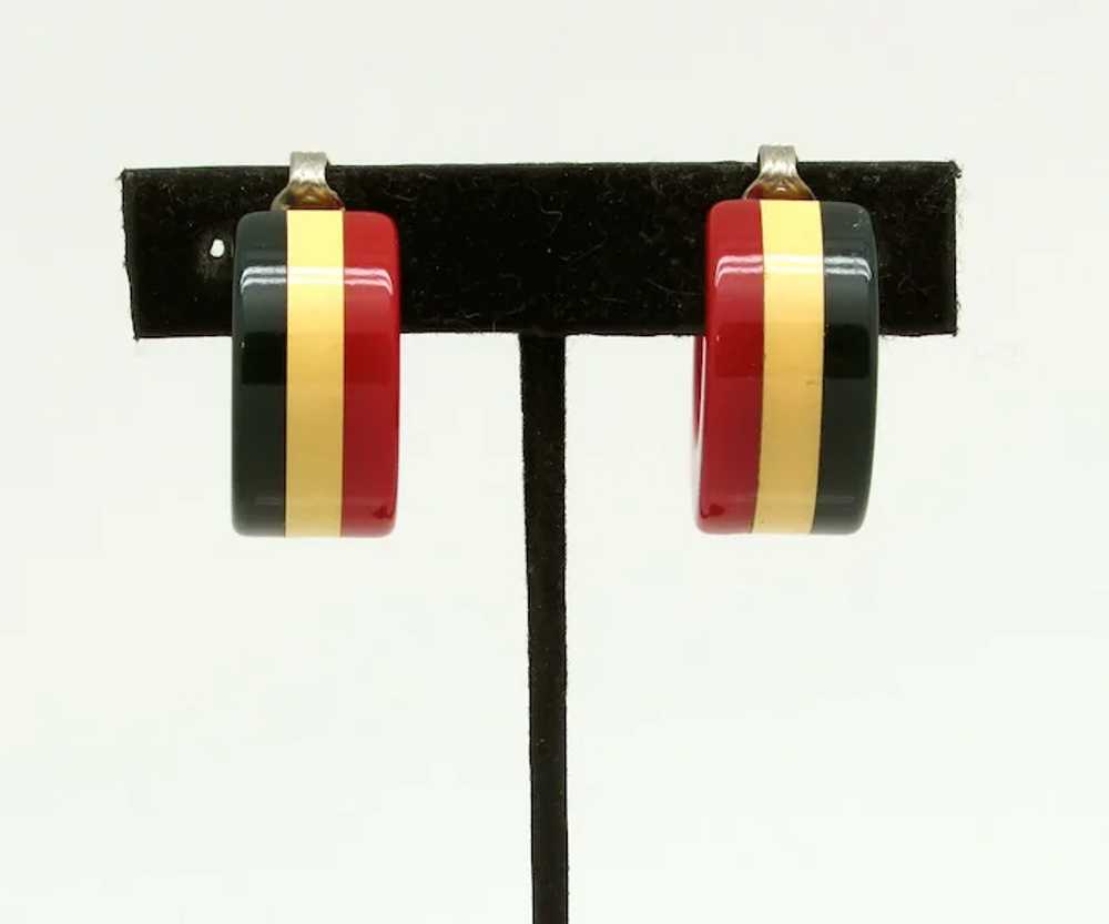 Red, Butterscotch and Blue Bakelite Patriotic Ear… - image 2