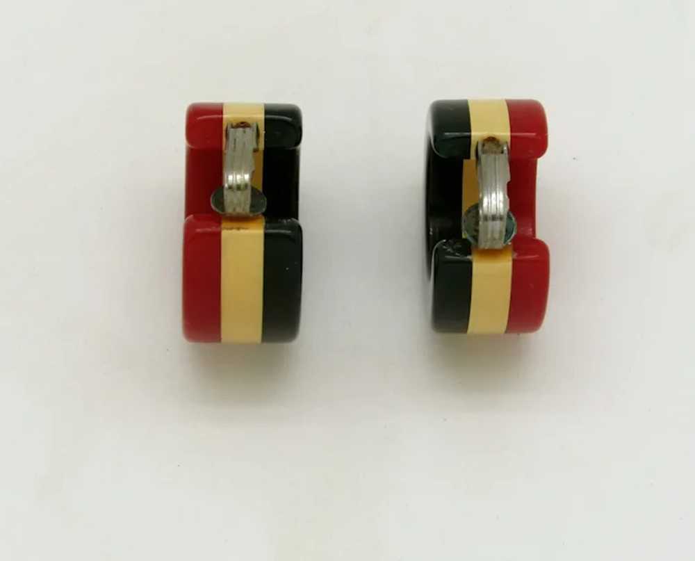 Red, Butterscotch and Blue Bakelite Patriotic Ear… - image 3