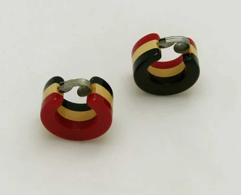 Red, Butterscotch and Blue Bakelite Patriotic Ear… - image 4