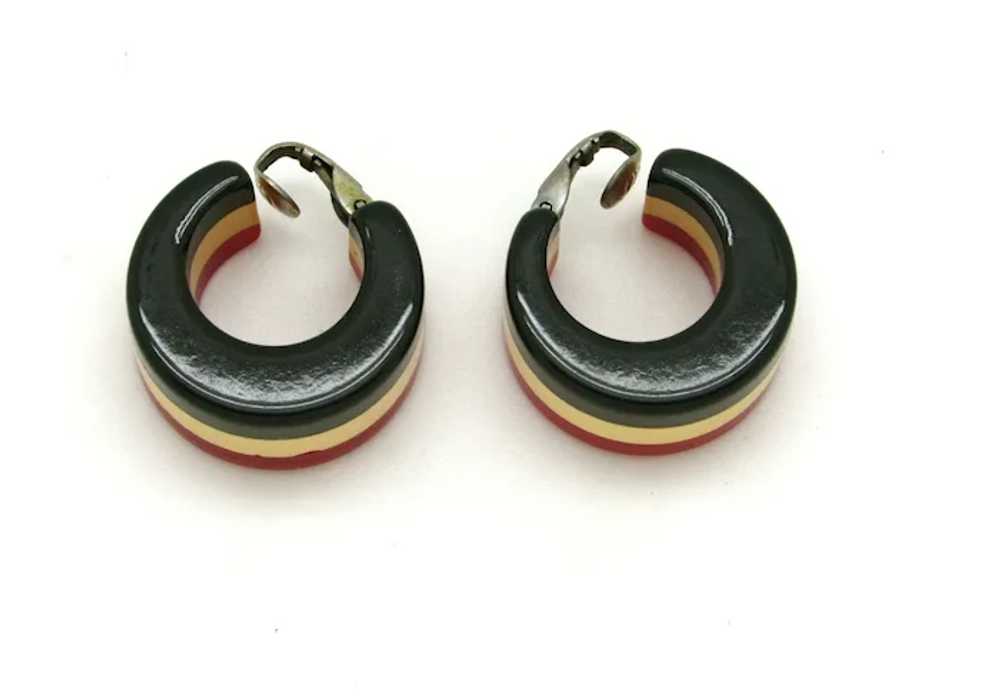 Red, Butterscotch and Blue Bakelite Patriotic Ear… - image 5