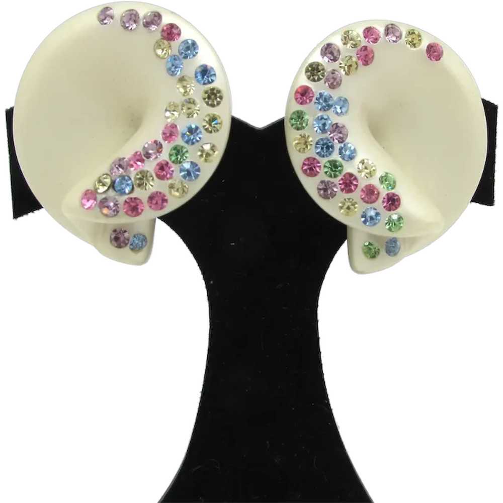 Large Thermoplastic Earrings with Multi Colored P… - image 1