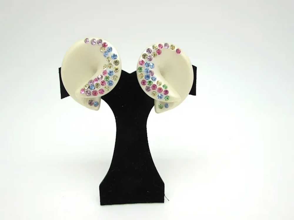 Large Thermoplastic Earrings with Multi Colored P… - image 2